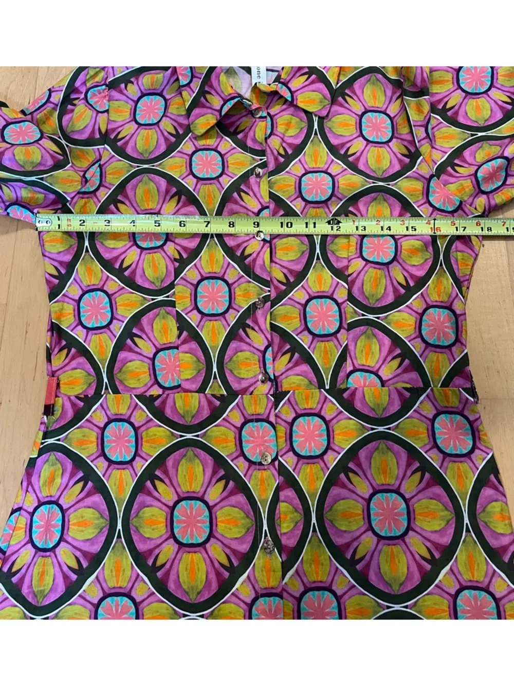 Tensione In Long-Sleeve A-Line Maxi Dress in Vibrant, Psychedelic Floral Print - Picture 6 of 11
